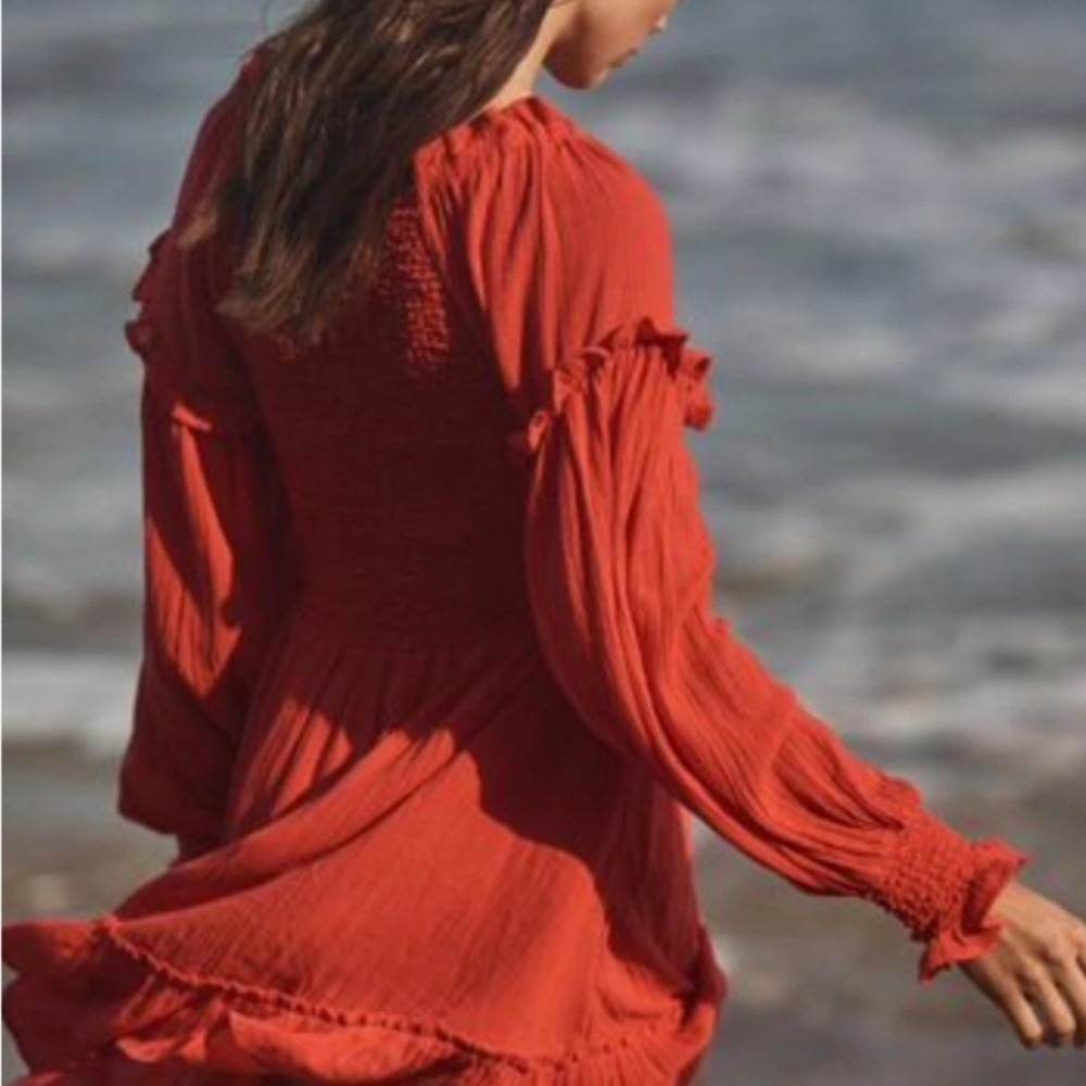 Free People Kiss & Tell Smocked Mini Dress #0012 - Picture 2 of 9